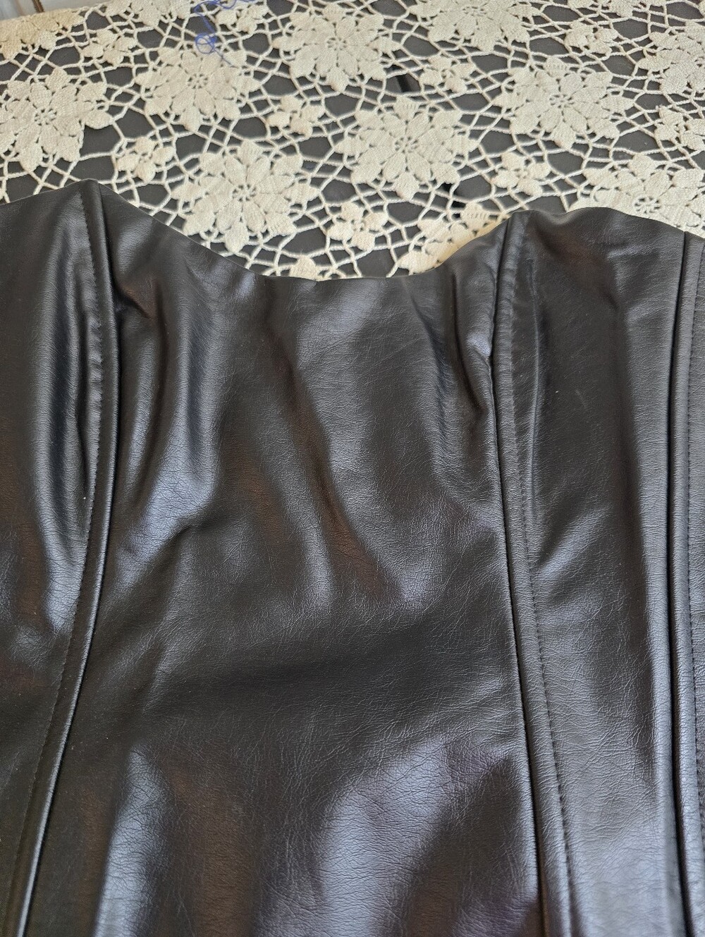 Fashion Nova Black Faux Leather Corset, Large